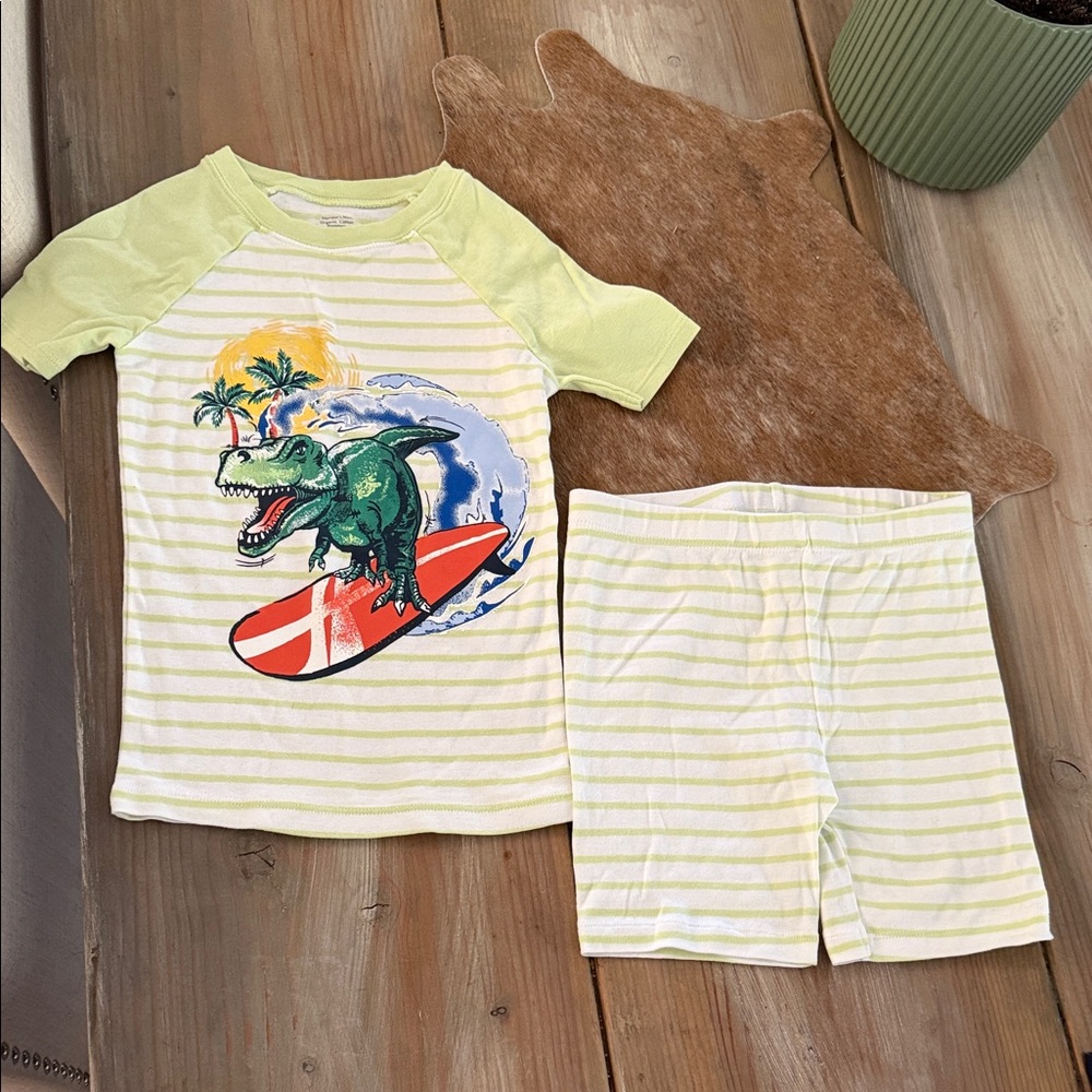 Kids Dinosaur Surfing Swim Set - Green Stripes-NWT